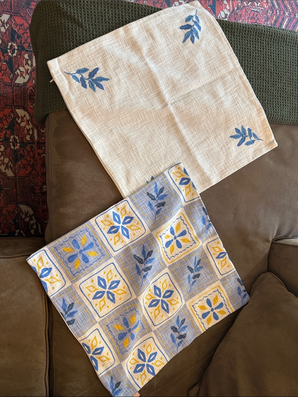 Blue and Yellow 20x20 pillow covers Set - Home Dining
